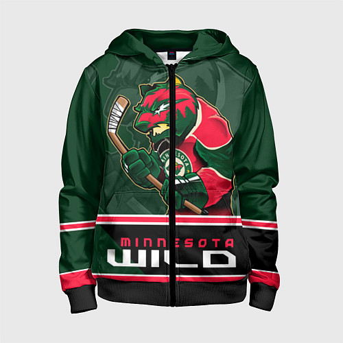 Детская толстовка на молнии Minnesota Wild / 3D-Черный – фото 1