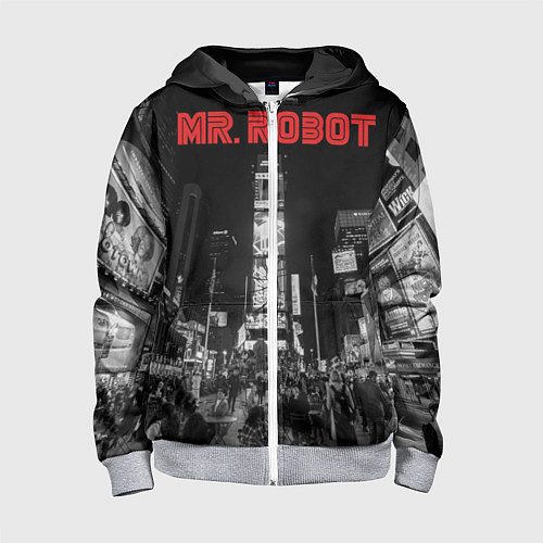 Детская толстовка на молнии Mr. Robot City / 3D-Меланж – фото 1