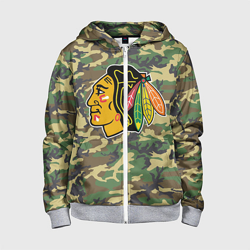 Детская толстовка на молнии Blackhawks Camouflage / 3D-Меланж – фото 1