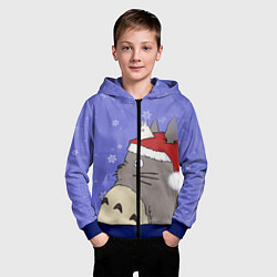 Толстовка на молнии детская Тоторо и снег, цвет: 3D-синий — фото 2