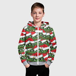 Толстовка на молнии детская Sad frog new year, цвет: 3D-меланж — фото 2