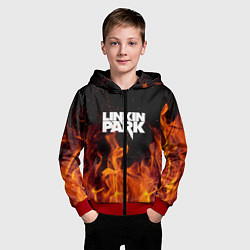 Толстовка на молнии детская Linkin Park: Hell Flame, цвет: 3D-красный — фото 2