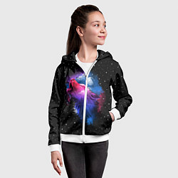 Толстовка на молнии детская Воющий волк, цвет: 3D-белый — фото 2