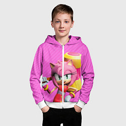 Толстовка на молнии детская Amy Rose, цвет: 3D-белый — фото 2
