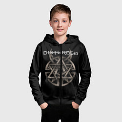 Толстовка на молнии детская Disturbed Logo, цвет: 3D-черный — фото 2