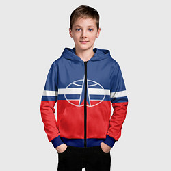 Толстовка на молнии детская Флаг космический войск РФ, цвет: 3D-синий — фото 2