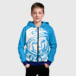 Толстовка на молнии детская Гагарин: CCCP, цвет: 3D-синий — фото 2