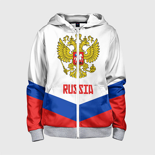 Детская толстовка на молнии Russia Hockey Team / 3D-Меланж – фото 1