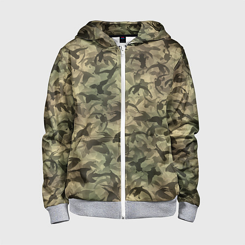 Детская толстовка на молнии Камуфляж с утками / 3D-Меланж – фото 1