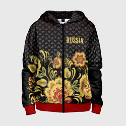 Толстовка на молнии детская Russia: black edition, цвет: 3D-красный