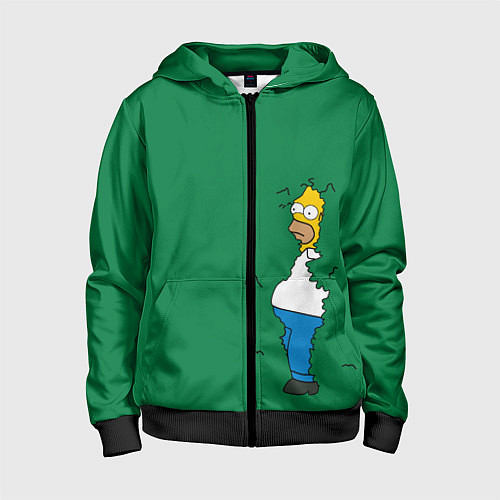 Детская толстовка на молнии Гомер в кустах / 3D-Черный – фото 1