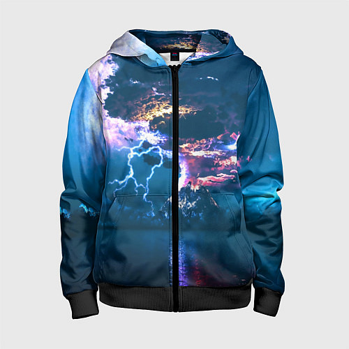 Детская толстовка на молнии Извержение вулкана / 3D-Черный – фото 1