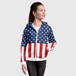 Толстовка на молнии детская Флаг США, цвет: 3D-белый — фото 2
