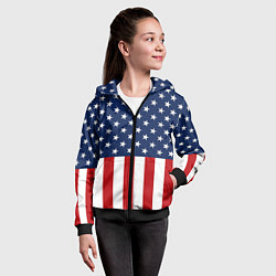 Толстовка на молнии детская Флаг США, цвет: 3D-черный — фото 2
