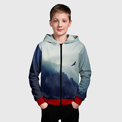 Толстовка на молнии детская Орел над Лесом, цвет: 3D-красный — фото 2