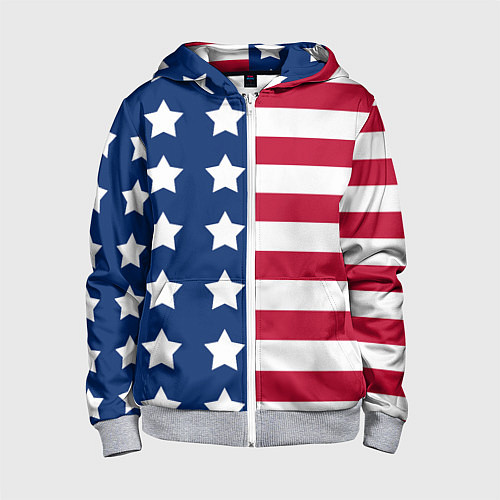 Детская толстовка на молнии USA Flag / 3D-Меланж – фото 1
