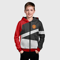 Толстовка на молнии детская FC Manchester United: Sport Geometry, цвет: 3D-красный — фото 2