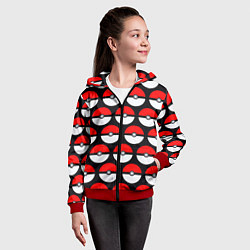 Толстовка на молнии детская Pokeball Pattern, цвет: 3D-красный — фото 2