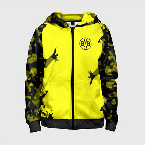 Детская толстовка на молнии FC Borussia Dortmund: Yellow Original / 3D-Черный – фото 1