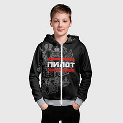 Толстовка на молнии детская Пилот: герб РФ, цвет: 3D-меланж — фото 2