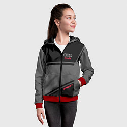 Толстовка на молнии детская Audi: Crey & Black, цвет: 3D-красный — фото 2