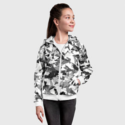 Толстовка на молнии детская Городской серый камуфляж, цвет: 3D-белый — фото 2