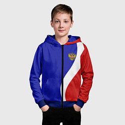 Толстовка на молнии детская Герб РФ Триколор, цвет: 3D-синий — фото 2