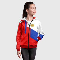 Толстовка на молнии детская Russia: Geometry Tricolor, цвет: 3D-красный — фото 2
