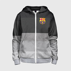 Толстовка на молнии детская ФК Барселона: Серый стиль, цвет: 3D-меланж