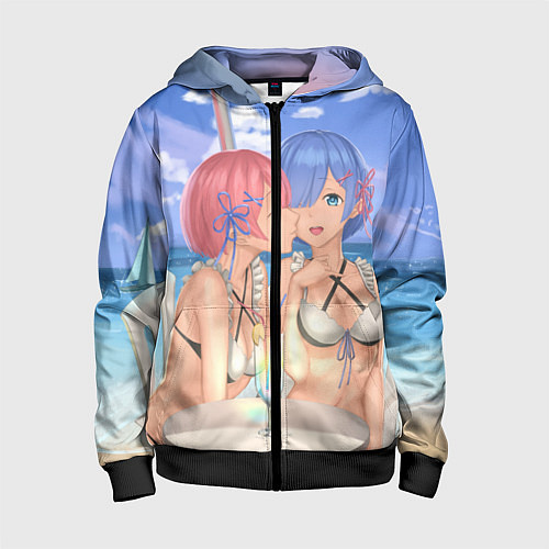 Детская толстовка на молнии Жизнь в другом мире с нуля / 3D-Черный – фото 1