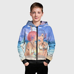 Толстовка на молнии детская Жизнь в другом мире с нуля, цвет: 3D-черный — фото 2