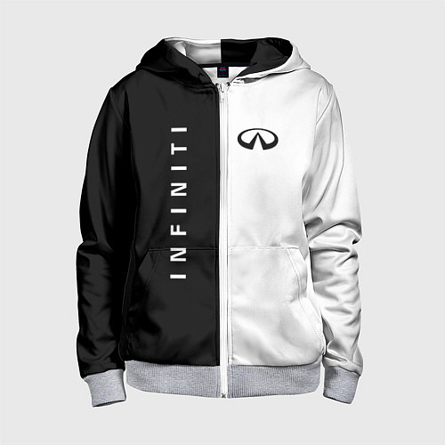 Детская толстовка на молнии Infiniti: Black & White / 3D-Меланж – фото 1