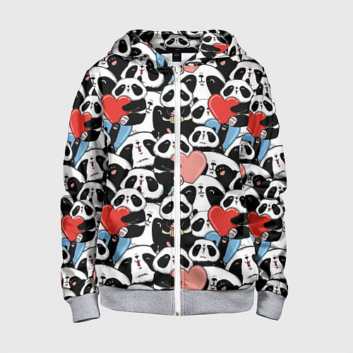 Детская толстовка на молнии Funny Pandas / 3D-Меланж – фото 1