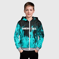 Толстовка на молнии детская R6S: Turquoise Flame, цвет: 3D-меланж — фото 2