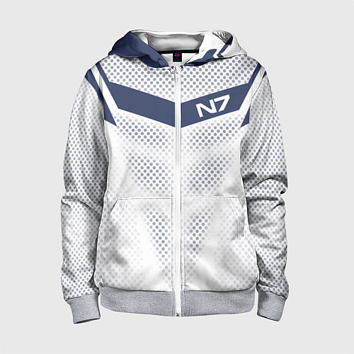 Детская толстовка на молнии N7: White Armor / 3D-Меланж – фото 1