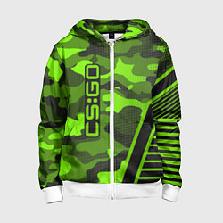 Толстовка на молнии детская CS:GO Light Green Camo, цвет: 3D-белый