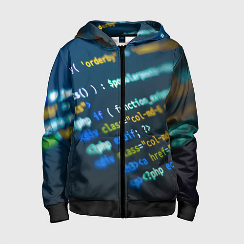 Детская толстовка на молнии Programming Collection / 3D-Черный – фото 1