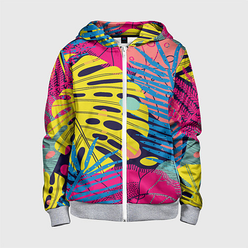 Детская толстовка на молнии Тропическая мода / 3D-Меланж – фото 1