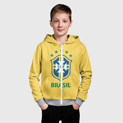 Толстовка на молнии детская Brazil Team, цвет: 3D-меланж — фото 2
