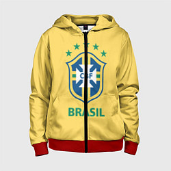 Толстовка на молнии детская Brazil Team, цвет: 3D-красный