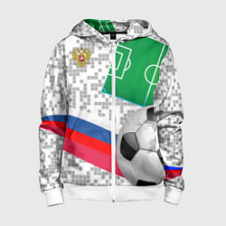 Толстовка на молнии детская Русский футбол, цвет: 3D-белый