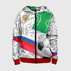 Толстовка на молнии детская Русский футбол, цвет: 3D-красный