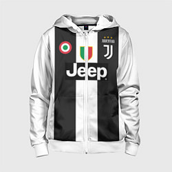Толстовка на молнии детская FC Juventus 18-19, цвет: 3D-белый