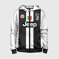 Толстовка на молнии детская FC Juventus 18-19, цвет: 3D-черный