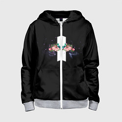 Толстовка на молнии детская BTS: Floral Minimalist, цвет: 3D-меланж