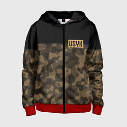 Толстовка на молнии детская USYK Camo, цвет: 3D-красный