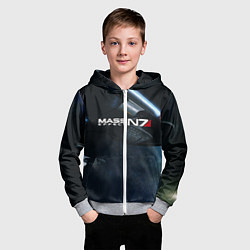 Толстовка на молнии детская Mass Effect N7, цвет: 3D-меланж — фото 2