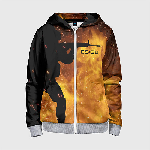 Детская толстовка на молнии CS:GO Dark Fire / 3D-Меланж – фото 1