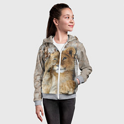 Толстовка на молнии детская Львенок, цвет: 3D-меланж — фото 2