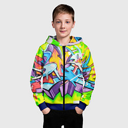 Толстовка на молнии детская Неоновая кислота, цвет: 3D-синий — фото 2